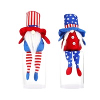 Poupée sans visage à jambes longues, cadeau du Jour de l'Indépendance, poupée en peluche, pendentif couple assis avec chapeau haut pour la Fête Nationale des États-Unis