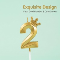 Vela de Número de Fiesta de Lujo Brillante 2026 con Corona Dorada, Decoraciones para Pastel para Celebraciones, Segura para Uso Alimentario