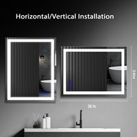 Miroir de salle de bain mural rectangulaire moderne, éclairé par LED, tactile, IP66, de luxe, alimenté par prise, en aluminium, avec miroir intégré