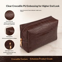 Nouvelle trousse de toilette en PU, imprimé crocodile, fermeture éclair, imperméable, haut de gamme, multifonctionnelle, ultra-légère, pour le rangement du maquillage en voyage