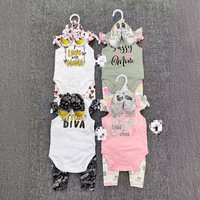 Summer New Customized Baby Clothes Natural Printing Cute Baby Jumpsuit Long-sleeved Wrap-around Pants Pants Three-piece Set