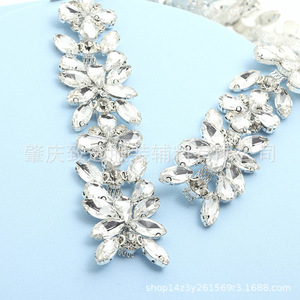 Cinturón de flores con pedrería de cristal cosido a mano, accesorios de joyería elegantes blancos para bricolaje, para vestidos de novia, zapatos y bolsos - Product Image 3
