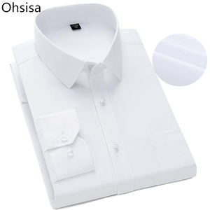 Ohsisa camicia da <span class=keywords><strong>uomo</strong></span> con <span class=keywords><strong>colletto</strong></span> Turn-Down camicia da <span class=keywords><strong>uomo</strong></span> sottile camicia a maniche lunghe di colore puro - Product Image 1