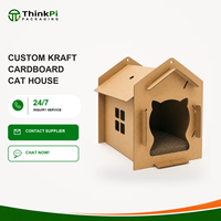 Maison pour chat en carton ondulé Kraft personnalisée, abri pour animaux de compagnie pour chats d'intérieur