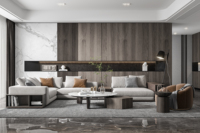 Meuble TV mural flottant BALOM personnalisé en bois avec tiroirs de rangement, console multimédia de style nordique pour salon
