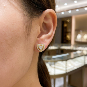 Hot Selling Round Cut Lab Grown Diamond Heart Pave Cluster Stud <b>Earrings</b> Custom 14K Gold VVS Lab Created Diamond Stud <b>Earrings</b> - Product Image 2
