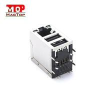 Conector Magnético RJ45 USB Combinado, Conector Modular Integrado con Blindaje para Montaje en PCB de Placa Base