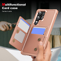 Étui de luxe en similicuir avec porte-cartes et support pour Samsung Galaxy S26 Ultra, S25 Plus, S24, S23, S22, Note20, A72, A33, A56