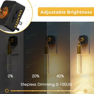 LOHAS Golden Housing Plug-in 3000K Lumière douce LED Veilleuses à capteur de lumière, intensité réglable, style <span class=keywords><strong>bulle</strong></span>, luxe pour chambre à coucher - Product Image 5