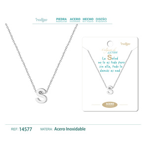 Collana Trendy in Acciaio Argentato con Lettera S Placcata Oro, Diamante e Perla, Design Religioso - Regalo Classico per Occasioni Speciali - Product Image 1
