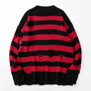 Offre Spéciale mode hommes <span class=keywords><strong>rouge</strong></span> <span class=keywords><strong>noir</strong></span> rayure <span class=keywords><strong>pull</strong></span> <span class=keywords><strong>rouge</strong></span> <span class=keywords><strong>et</strong></span> <span class=keywords><strong>noir</strong></span> <span class=keywords><strong>rayé</strong></span> <span class=keywords><strong>pull</strong></span> hommes déchiré ample col rond hommes Sport <span class=keywords><strong>pull</strong></span> - Product Image 4