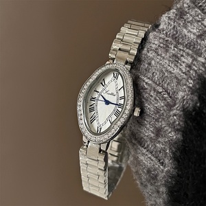 Oval <b>Case</b> Full Zircon Inlaid Women Wrist <b>Watch</b> Minimalist Trendy Bracelet <b>Watch</b> Daily Dress Accessory Wholesale Bulk Supply - Product Image 3