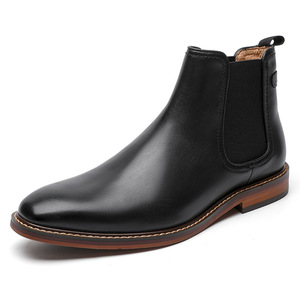 Chaussures en cuir pour hommes, style britannique, bottes Chelsea montantes en cuir pleine fleur, bottines pour hommes, style britannique - Product Image 6