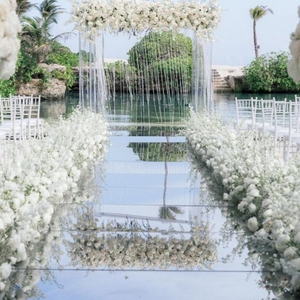 Sang trọng kim loại bạc nhân đôi phản ánh gương sàn tấm trang trí đám cưới lối đi Thảm gương Thảm lối đi đám cưới Á hậu - Product Image 3