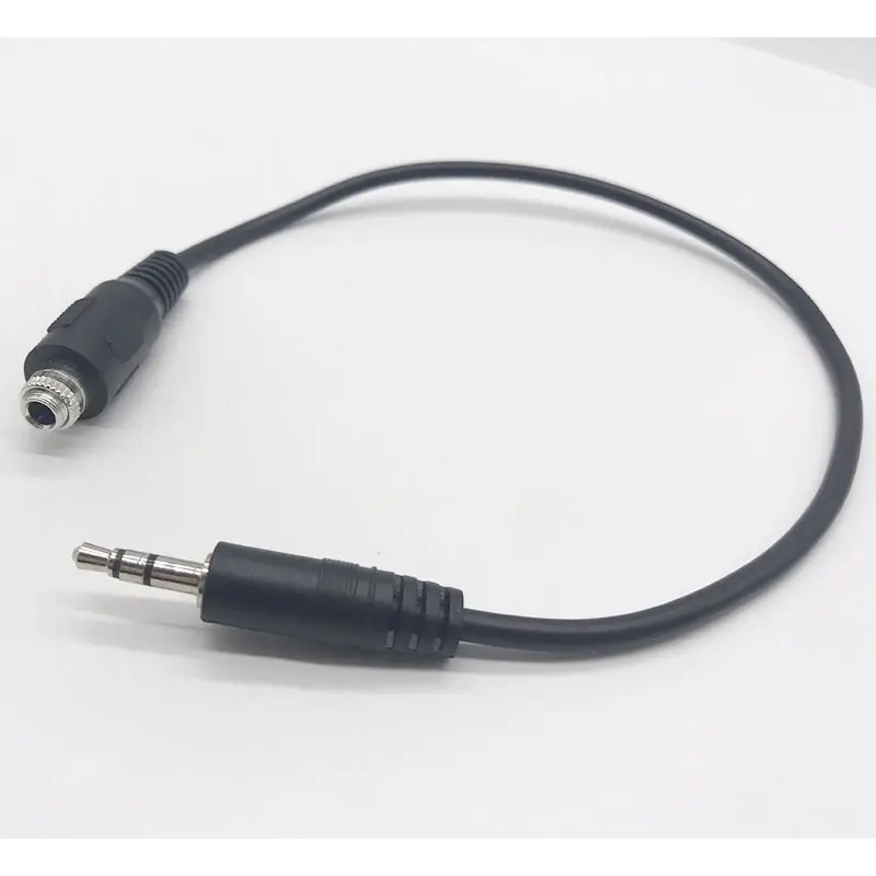 AUX 3 poles 0.3m 3.5mm Stereo male to female with lock nut RCA audio Cable 26awg 7/0.15*3C OD 3.5mm for panel mount