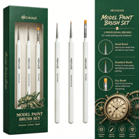 Nouvel ensemble de pinceaux de peinture pour modélisme, 3 pièces, manche en bois, poils en nylon, pinceau de précision pour la peinture miniature