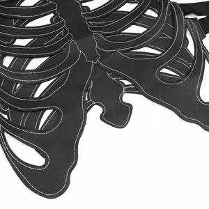 "High Street Men's Trend Skeleton Print Cutout Big Multi-Pocket Loose Sleeveless Custom Cargo Utility Vest Black Men Pu Vest - Product Image 4