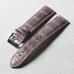 <span class=keywords><strong>Correa</strong></span> de Reloj de Cuero Genuino Hecha a Mano de 20MM con Patrón de Bambú, <span class=keywords><strong>Correa</strong></span> de Reloj de Cuero de Cocodrilo Americano de Primera Calidad para Hombre - Product Image 4