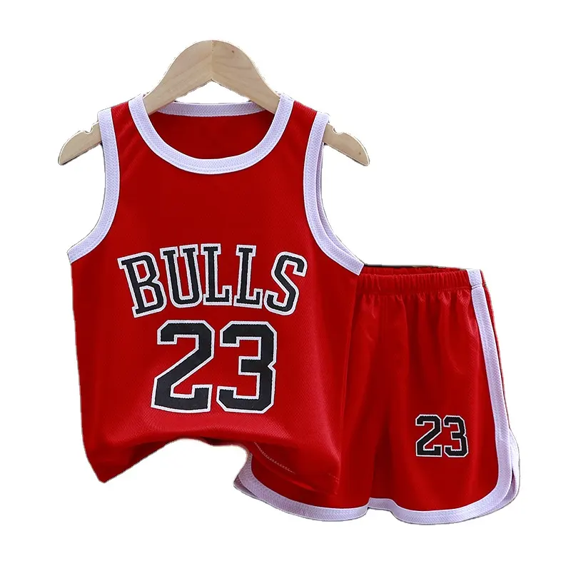 Новый летний спортивный комплект из Джерси для мальчиков, детский баскетбольный костюм с коротким рукавом, майка и шорты, детская одежда