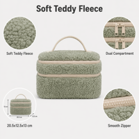 Grande trousse de toilette en peluche durable et mignonne avec fermeture éclair, fonction de suspension, légère et portable pour l'extérieur et l'usage quotidien