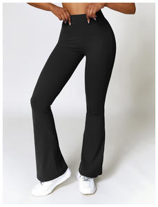 Taille sans couture Oem Teinture Fitness Trempé Doux Pli Butt Corset pomme Tall Outfit Caché Tricoté quantité minimale de commande extra Long Évasé Leggings - Product Image 2