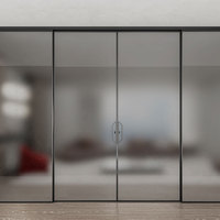 Système de Portes Coulissantes en Aluminium et Verre pour Chambre, Salle de Bain, Appartement - Portes Coulissantes Intérieures Bien Scellées