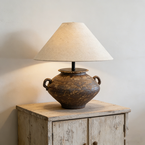 Lámpara <span class=keywords><strong>de</strong></span> Escritorio <span class=keywords><strong>de</strong></span> Cerámica Rústica Marrón <span class=keywords><strong>de</strong></span> Tendencia 2026 con Pantalla <span class=keywords><strong>de</strong></span> Lino, Estilo Wabi Sabi, Lámpara <span class=keywords><strong>de</strong></span> Cerámica con Doble Asa para Hotel y Villa - Product Image 5