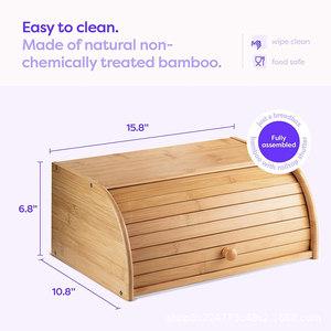 Caja de pan de bambú, almacenamiento de madera con tapa para pan y pasteles, uso doméstico, tipo enrollable, color sólido - Product Image 3