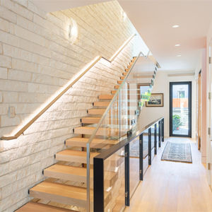 Bonita escalera de madera moderna <span class=keywords><strong>para</strong></span> <span class=keywords><strong>interiores</strong></span>, <span class=keywords><strong>escaleras</strong></span> rectas flotantes, diseños de <span class=keywords><strong>escaleras</strong></span> <span class=keywords><strong>interiores</strong></span> personalizados - Product Image 5