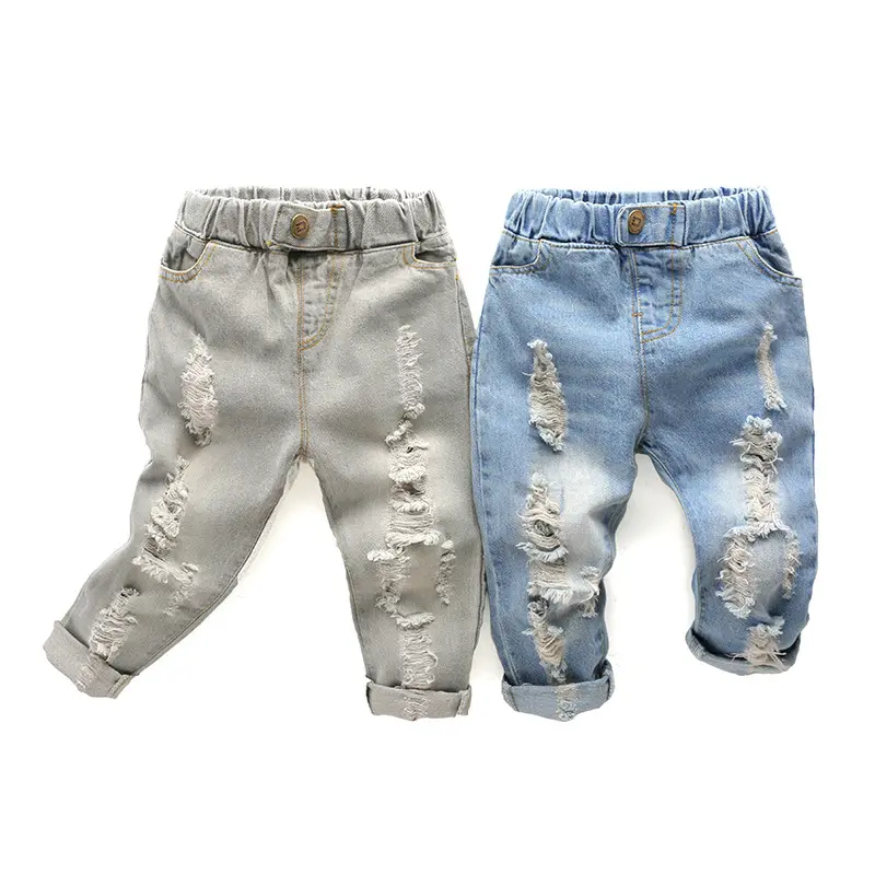 Latest design jean pour enfants spring autumn children clothing cotton baby pants kids trousers toddler boy ripped jeans