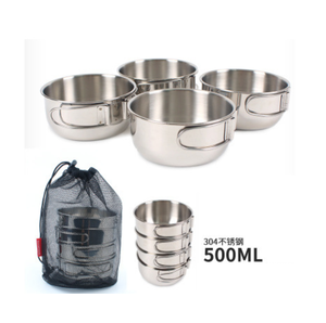Juego de 2 Tazas Plegables de Acero Inoxidable de 500ml y 700ml para Picnic, Camping, Senderismo, Viajes, Comida al Aire Libre - Product Image 6
