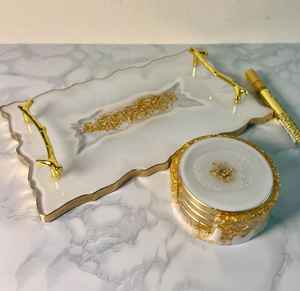 Bandeja de Resina de Estilo Lujoso con Acabado Liso y Aspecto Artesanal, Apta para Decoración del Hogar, Servir y Regalar - Product Image 5