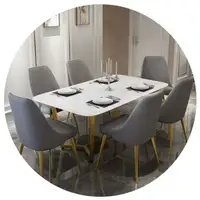 Ensemble Table à manger et chaise en marbre, de style nordique moderne, luxueux et Simple, rectangulaire, pour hôtel
