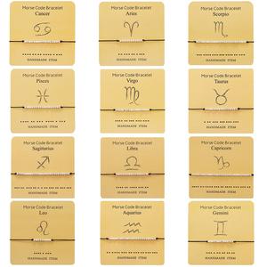 Mode 12 Signe Du Zodiaque Astrologie <span class=keywords><strong>Horoscope</strong></span> Bracelet Pour Femmes Hommes Personnalisé Morse Code Perles Cipher Lovers Couple Bracelet - Product Image 1