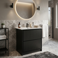 Meuble-lavabo de salle de bain moderne et étanche avec vasque en céramique pour les petites salles de bain d'appartement