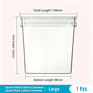 Boîte de culture cellulaire carrée autoclavable en PC/PP avec couvercle ventilé, réutilisable, transparente, pour micropropagation en laboratoire, petite (75 mm) et grande (120 mm) - Product Image 5