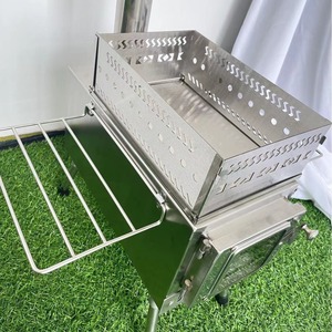 Estufa de camping de acero inoxidable con caja ahumadora, calentador de leña para exteriores, parrilla para barbacoa para uso en tiendas de campaña - Product Image 1