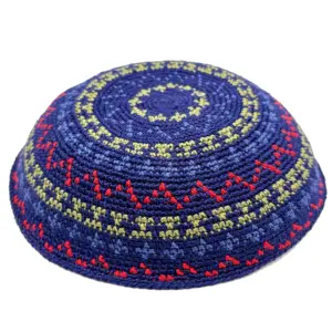 DMC手工黑色钩针Kippah帽子男男童儿童100% 棉时尚形象每日派对户外犹太传统