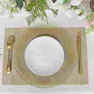 Nouvelles assiettes de présentation rondes en plastique transparent de 13 pouces, style européen antique, pour mariages et événements, avec bordure baroque en relief - Product Image 5