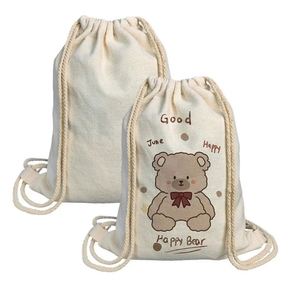 2024 New High Quality <b>Canvas</b> <b>Drawstring</b> <b>Bags</b> with Customizable Size & Logo Promotional Use Plain Design - Product Image 1