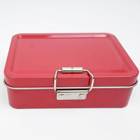 Boîte en fer blanc verrouillable spécifique aux aliments, en stock usine, boîte/boîte en fer blanc rectangulaire pour l'emballage de desserts et de biscuits