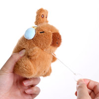 Peluche Capybara Mignonne à Oreilles de Lapin, à Tirer et à Vibrer, avec Rembourrage en Coton PP, Idéale comme Pendentif pour Sac à Dos