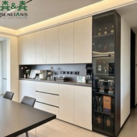 Buffet moderne SLS avec vitrine en verre, éclairage LED et rail électrique intelligent, pour bar à café, cuisine, ou comme armoire de rangement