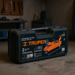 Cric hydraulique de plancher Truper GAPA-2EM de 2 tonnes avec mallette de transport, construction en acier, hauteur de levage de 320 mm, garantie d'un an, idéal pour C - Product Image 2