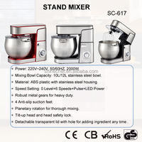 Batteur sur socle commercial en acier inoxydable électrique, moteur entièrement en cuivre, capacité de 10 L/12 L, classe d'efficacité énergétique, batteur multifonction