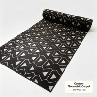 Moquette tissée mur à mur pour couloir d'hôtel, motif géométrique triangulaire noir et blanc, ignifuge, résistante à l'usure, sur mesure, usage commercial