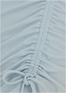 Vestido de fiesta sexy de verano para mujer, con un solo hombro, fruncido, mini, con bordado floral, ajustado, con cordón y abertura lateral - Product Image 5