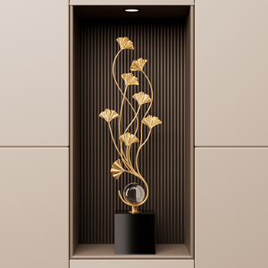 Escultura Metálica de Hoja de Ginkgo Dorada, Adorno Abstracto para Mesa, Mueble de TV, Entrada, Decoración del Hogar - Product Image 2