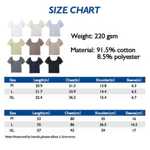 Camiseta clásica informal ajustada con cuello en U para mujer, diseño favorecedor de hombro para verano, tejido de punto, característica comprimida - Product Image 4