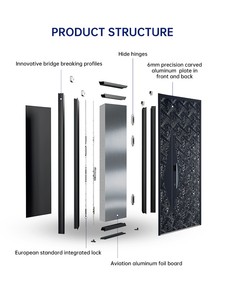 Современные входные двери из литого алюминия с 3D-резьбой для безопасности, звукоизоляции, для квартир, уличных объектов, торговых центров, отелей, больниц - Product Image 4
